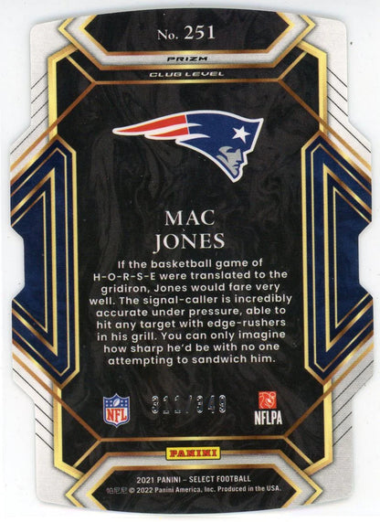 Mac Jones 2021 Panini Select Green Prizm Die Cut Rookie Card #251