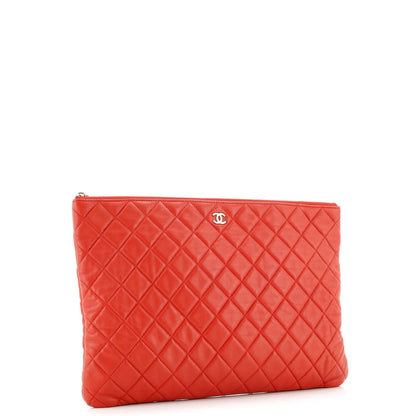Chanel O Case Clutch Quilted Lambskin Large