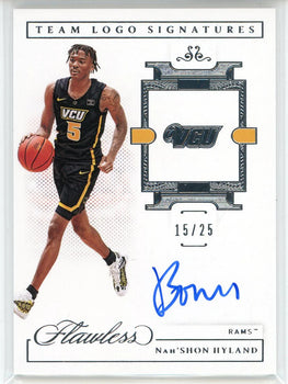 Bones Hyland Autographed 2021 Panini Flawless Collegiate Team Logo Signatures Ro