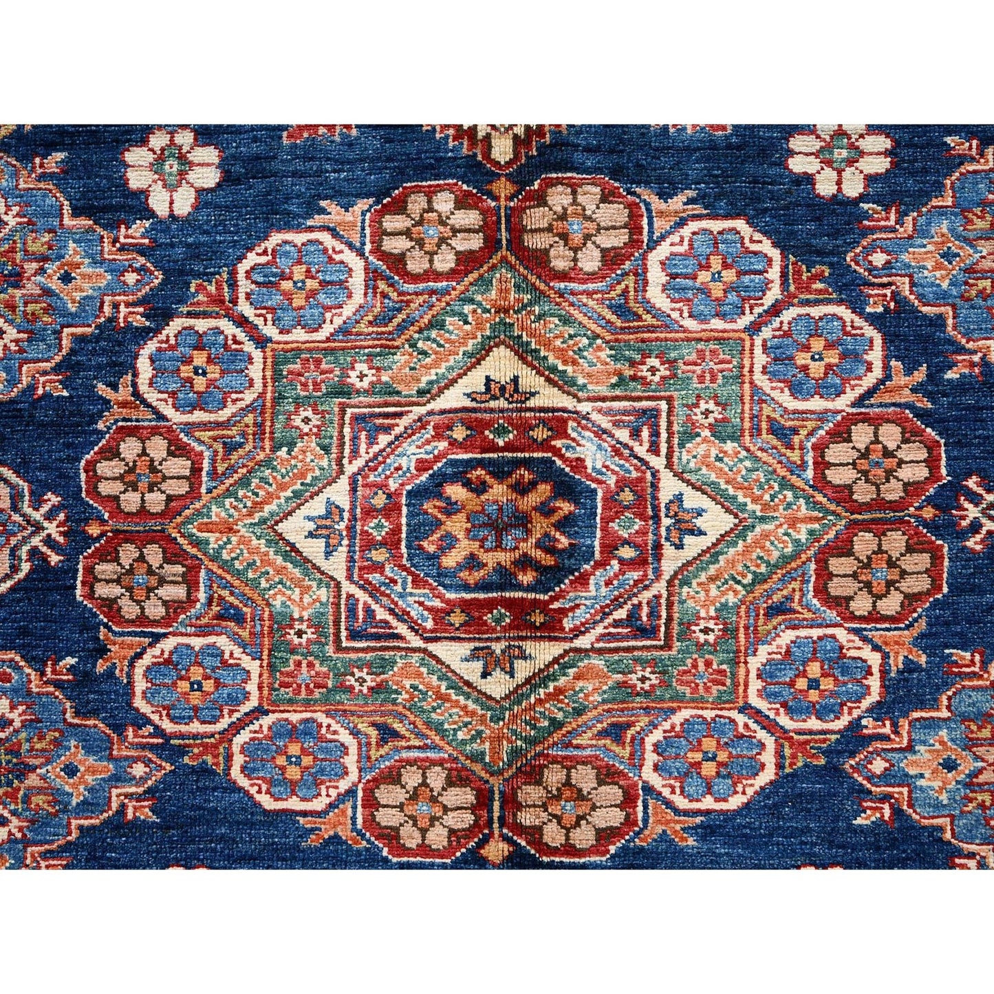 5'10"X8'10" Navy Blue Afghan Super Kazak Hand Knotted Soft Wool Rug