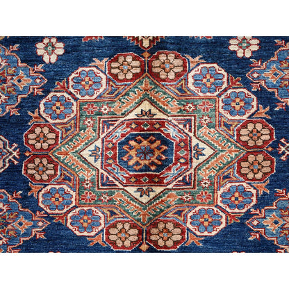 5'10"X8'10" Navy Blue Afghan Super Kazak Hand Knotted Soft Wool Rug