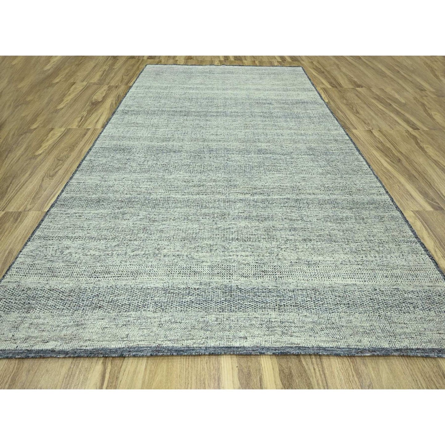 10'X13'10" Teal Blue Pure Wool Rug Oxidized Grass Design Hand Knotted