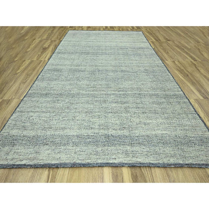 10'X13'10" Teal Blue Pure Wool Rug Oxidized Grass Design Hand Knotted
