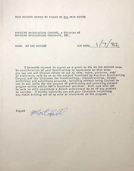 Mort Sahl Autographed Contract (Jsa)