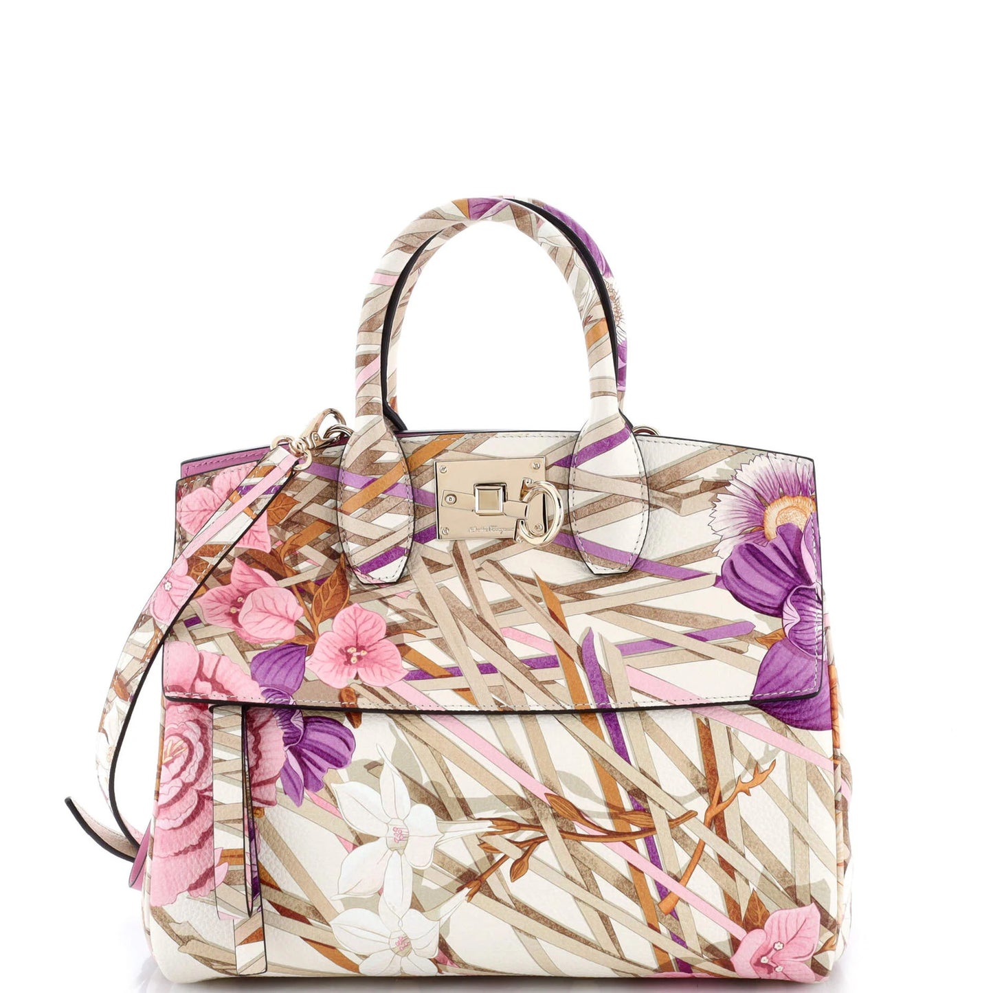 Salvatore Ferragamo Studio Satchel Printed Leather Small