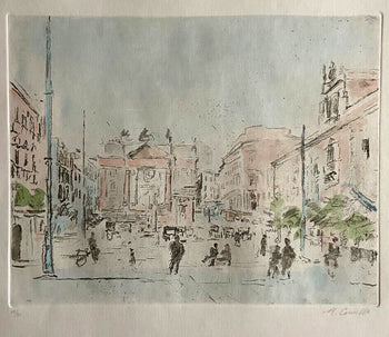 Michele Cascella Hand-Signed Watercolor Etching