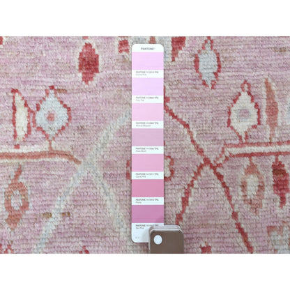 6'1"X8'10" Coral Pink Angora Oushak Pure Wool Hand Knotted Rug
