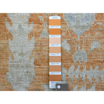 7'10"X10'2" Orange Natural Wool Afghan Angora Oushak Hand Knotted Rug