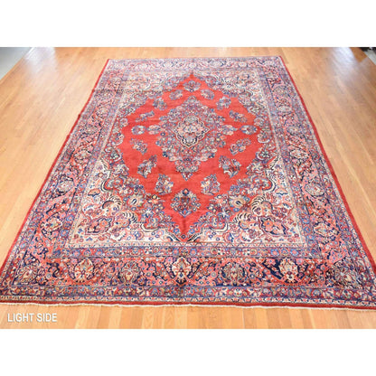 10'2"X13'3" Red Semi Antique Zoroastrian Saroogh Wool Hand Knotted Rug