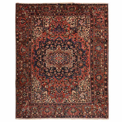 10'X12'4" Red Semi Antique Zoroastrian Bakhtiarjoon Wool Hand Knotted Rug