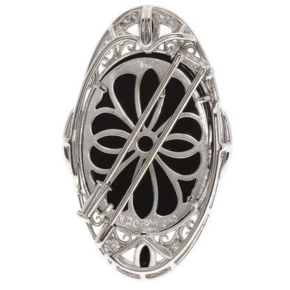 0.4Ct Agate Cameo Diamond Brooch Platinum Pt950