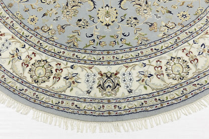 Hand-Knotted Traditional Indo-Nain Floral Round