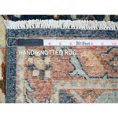 2'6"X7'10" Blue Caucasian Akstafa Design All Wool Hand Knotted Runner Rug