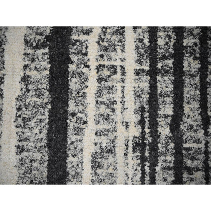 8'3"X10' Black And Ivory Modern Design Organic Wool Oriental Rug