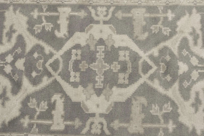 Handmade Muted Taupe Floral Oriental Rug Classic