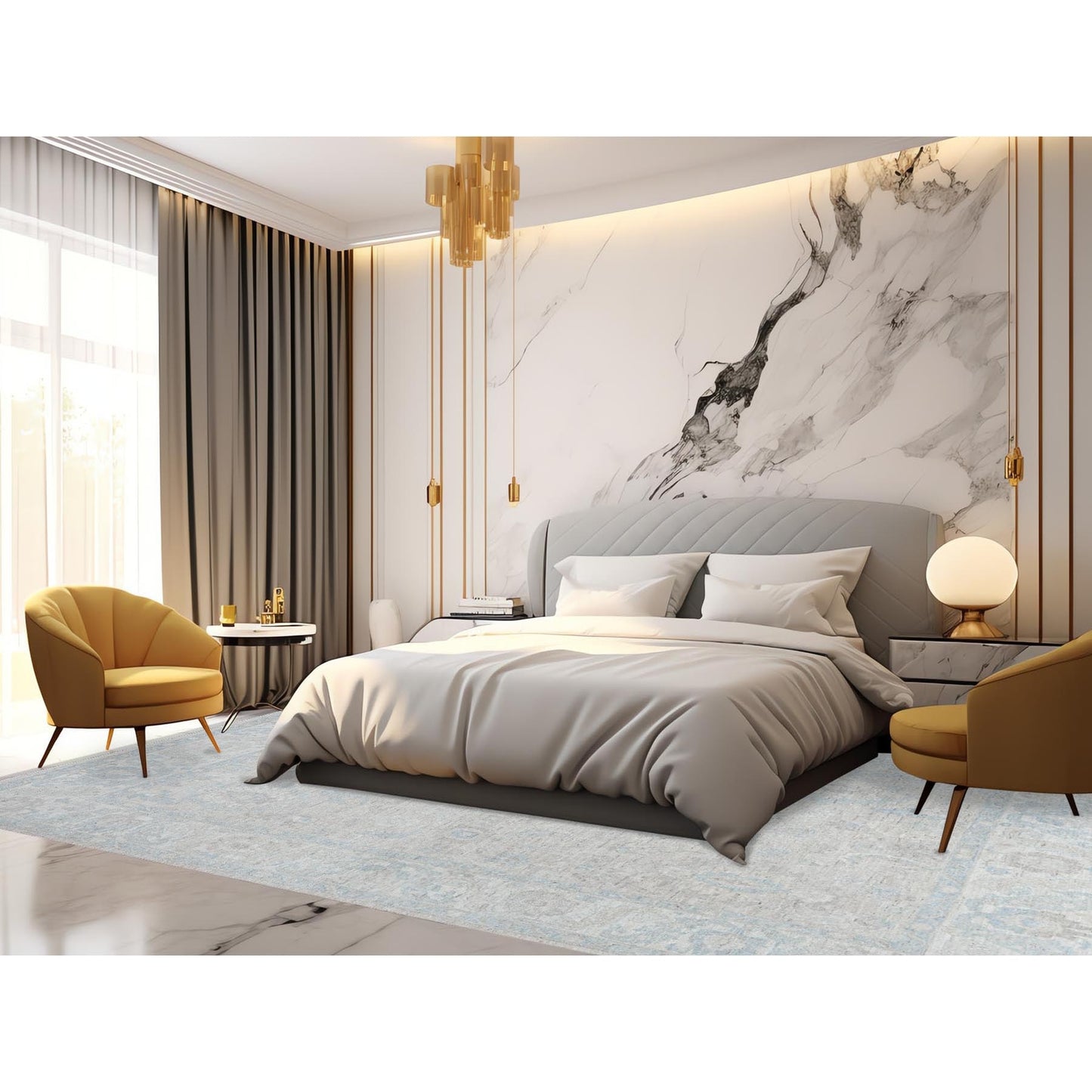 7'9"X9'10" Bone White Washed Out Peshawar Pure Wool Hand Knotted Rug