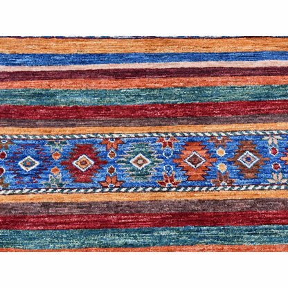 2'8"X8'3" Red Super Kazak Khorjin Design Wool Handknotted Wide Runner Rug