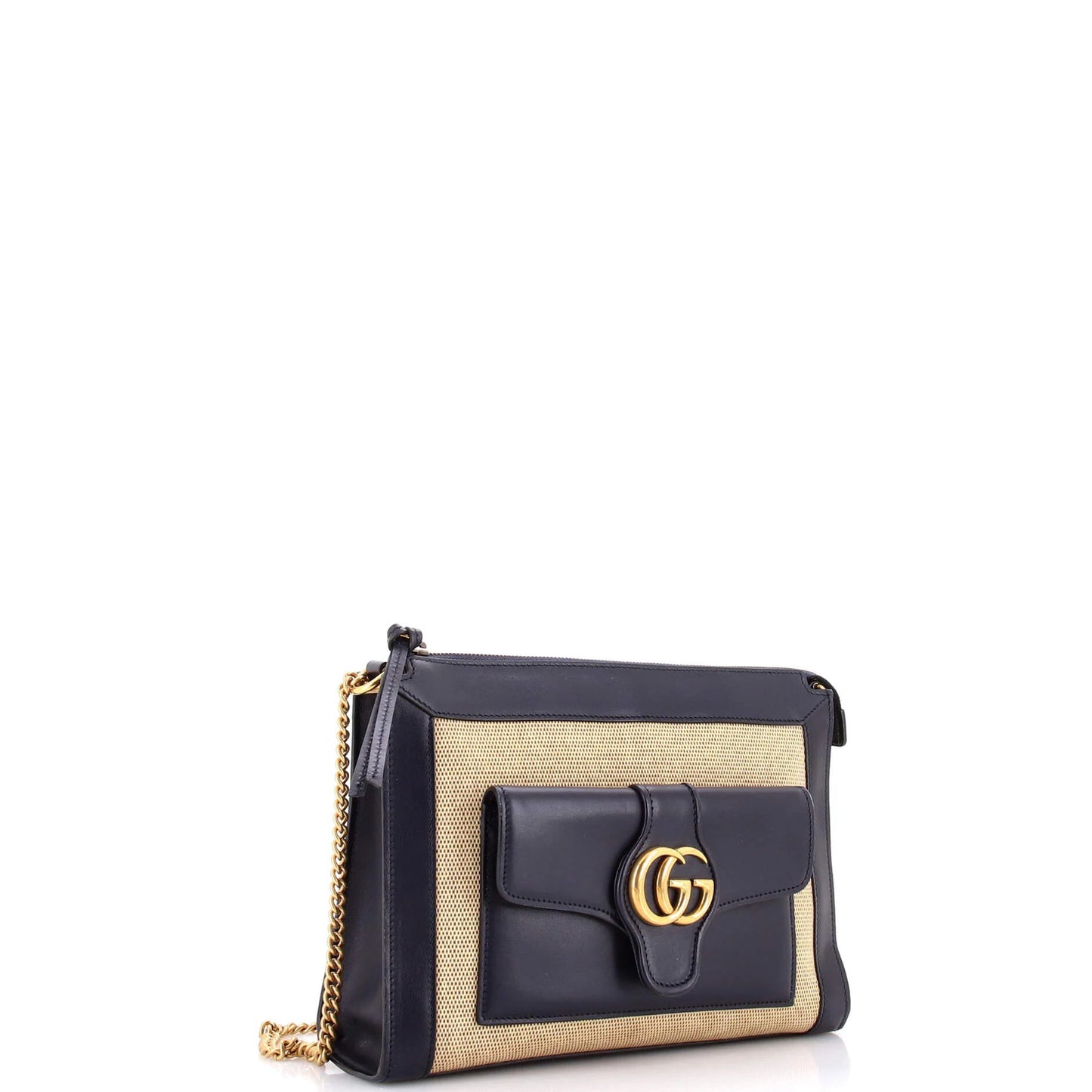 Gucci Dahlia Chain Shoulder Bag Leather With Canvas Small