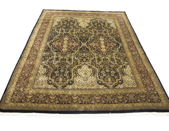 Hand-Knotted Agra Jaipur Oriental Rug Floral