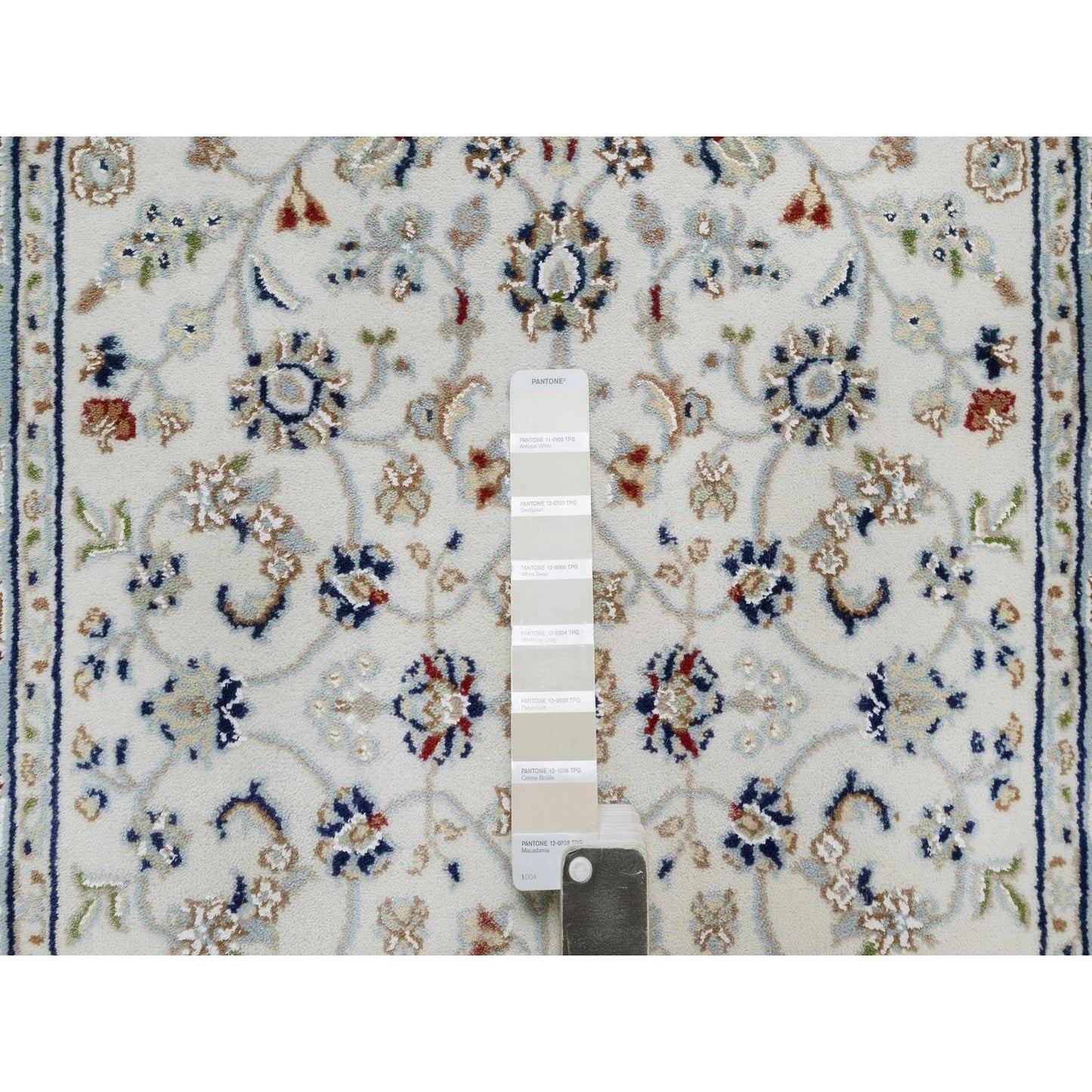 2'9"x10' Ivory Nain with Floral Design Hand Knotted Wool & Silk Runner Rug