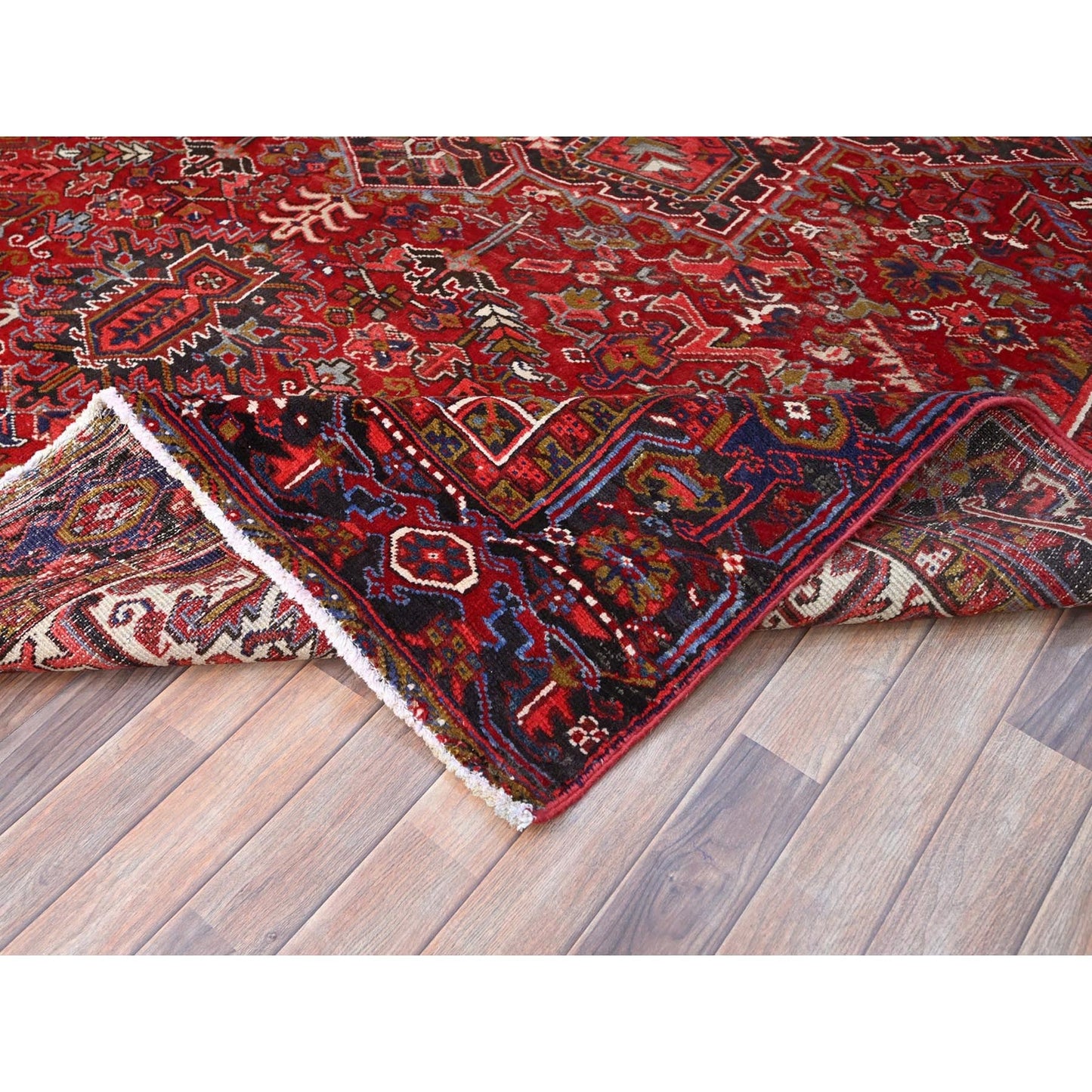 9'1"X12'4" Nationals Red Even Wear Semi Antique Sheared Low Oriental Rug