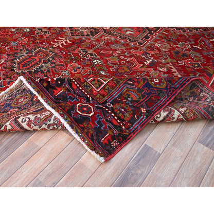 9'1"X12'4" Nationals Red Even Wear Semi Antique Sheared Low Oriental Rug