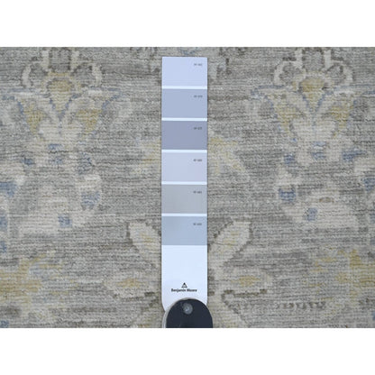 2'8"X11'9" Gray Washed Out Peshawar Hand Knotted Pure Wool Runner Rug