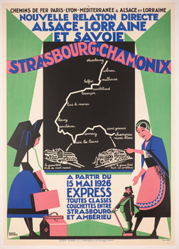 Roger Broders Strasbourg-Chamonix Original Vintage French Travel Poster 1926