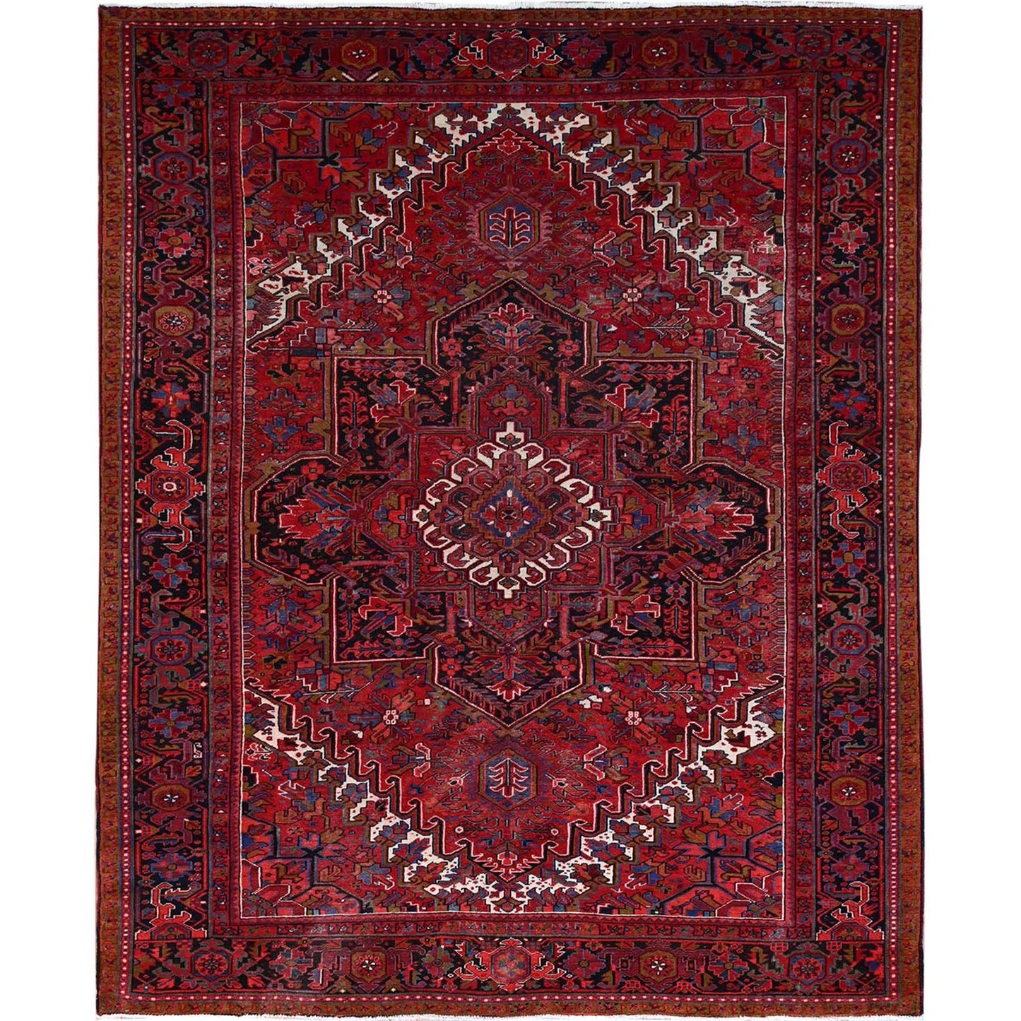 9'8"X12'3" Red Good Condition Organic Wool Semi Antique Oriental Rug