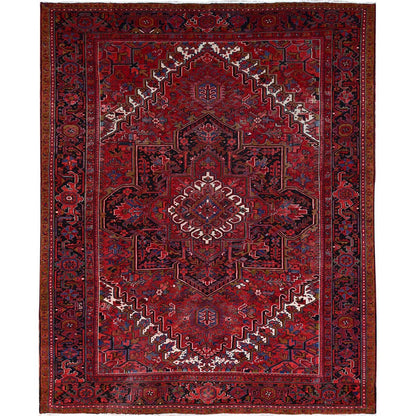 9'8"X12'3" Red Good Condition Organic Wool Semi Antique Oriental Rug