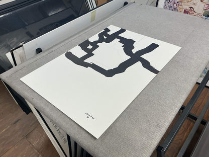 Chillida Collage 26.75" x 18.75" Lithograph 1995 Black White Abstract