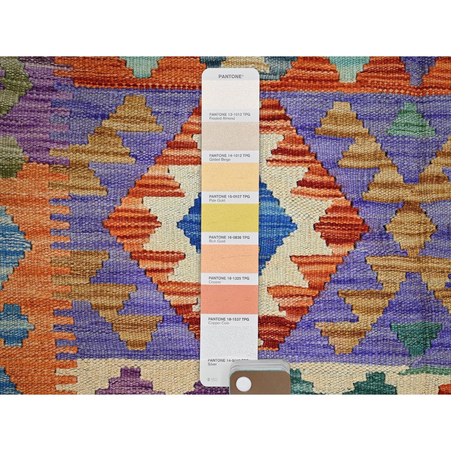 3'7"X5' Orange Flat Weave Afghan Kilim Pure Wool Hand Woven Reversible Rug