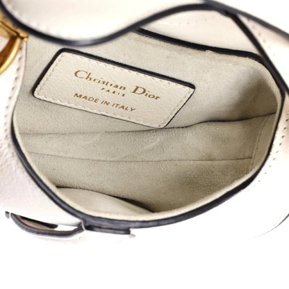 Christian Dior Saddle Handbag With Strap Leather Micro