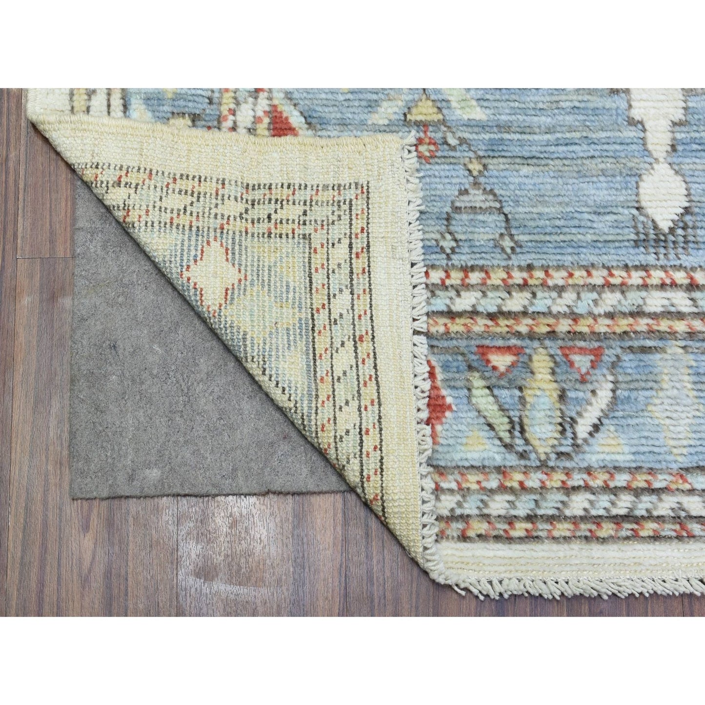 4'X10'4" Gray Hand Knotted Wool Anatolian Village Inspired Runner Rug