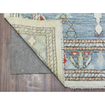 4'X10'4" Gray Hand Knotted Wool Anatolian Village Inspired Runner Rug