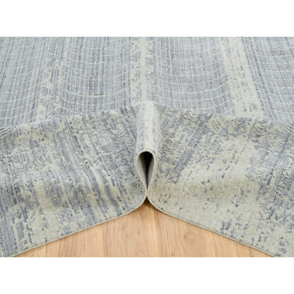 Rug 12'x17'10" Gray Wool And Plant Based Silk Hand Loomed Oversized