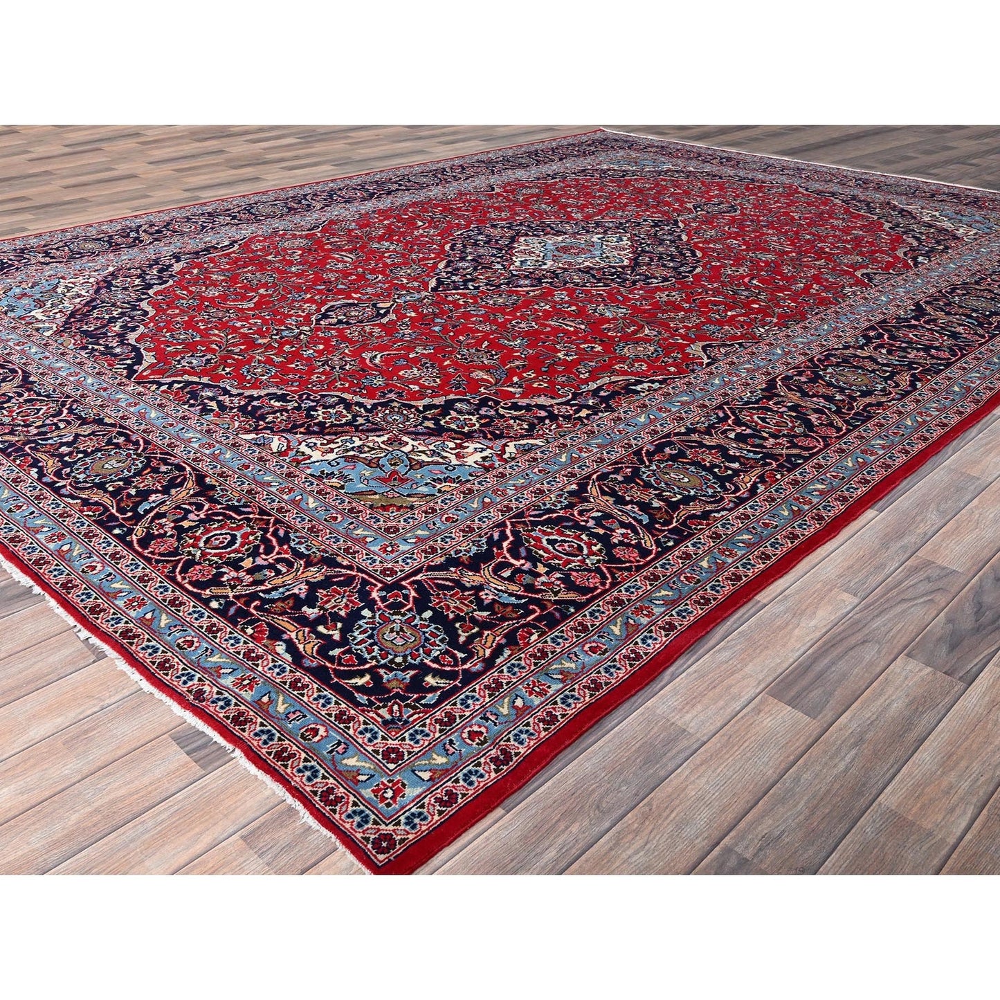 9'6"X13'5" Portia Red Hand Knotted Wool Tribal Floor Vintage Kishoon Rug