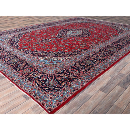 9'6"X13'5" Portia Red Hand Knotted Wool Tribal Floor Vintage Kishoon Rug