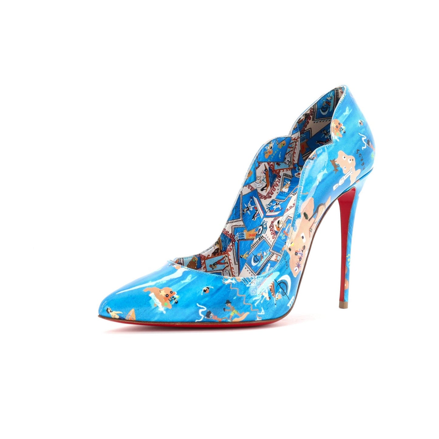 Christian Louboutin Women'S Hot Chick Pumps Printed Patent 100