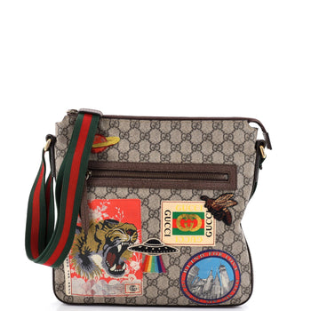 Gucci Courrier Zip Messenger Gg Coated Canvas With Applique Medium