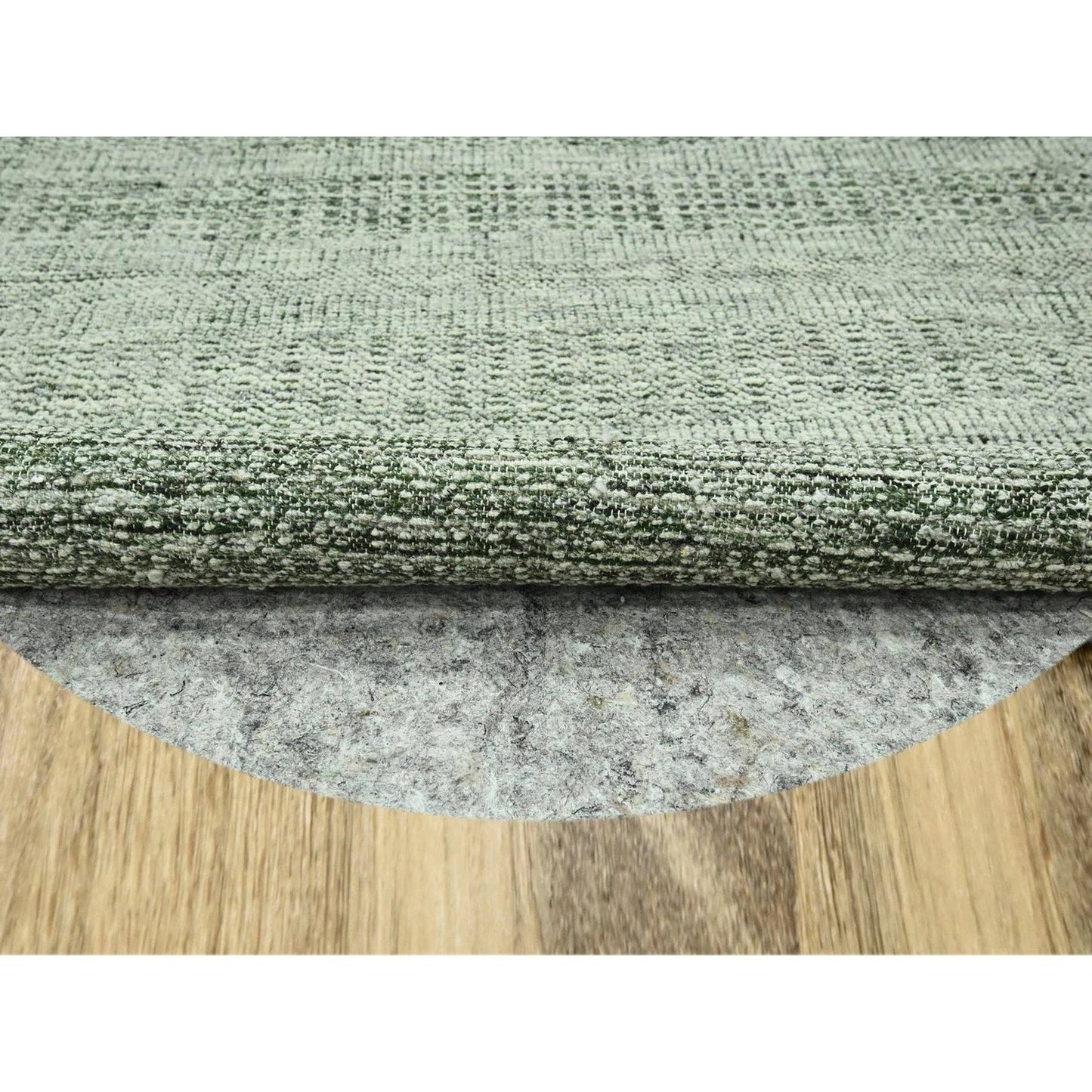 6'X6' Basil Green Hand Knotted Rug Pure Wool Oxidized Grass Design Round