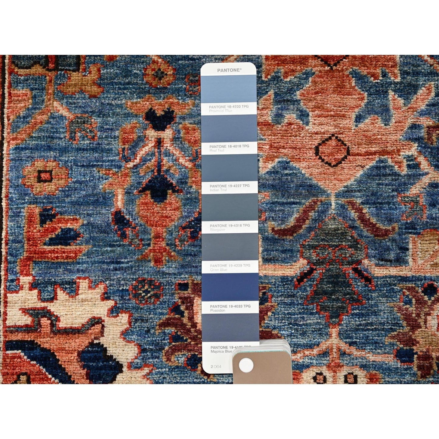 3'X10' Bayern Blue Heris All Over Design Soft Wool Hand Knotted Runner Rug