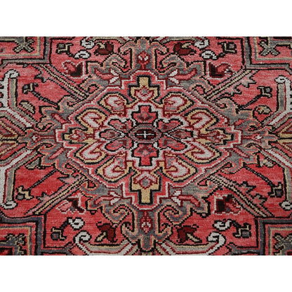 7'10"X10'6" Blush Red Vintage Zoroastrian Heris Pure Wool Hand Knotted Rug
