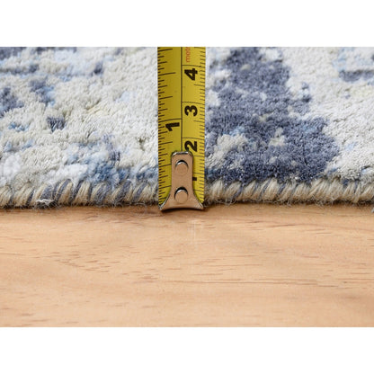 2'8"X7'8" Hand Knotted Gray Broken Kishoon Design Wool/Silk Runner Rug