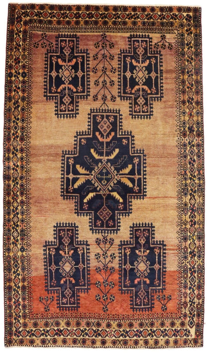 Semi-Antique Tribal Geometric Wide Runner Rug
