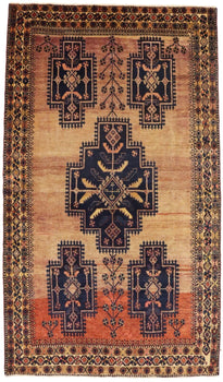 Semi-Antique Tribal Geometric Wide Runner Rug