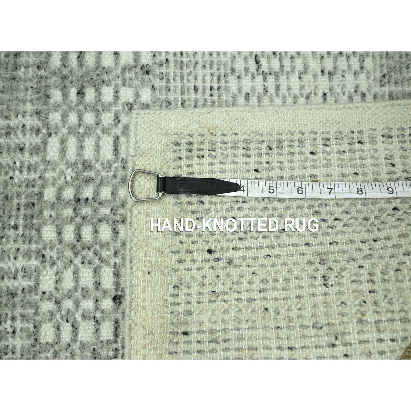 2'X3' Gray Wool Rug Hand Knotted Oxidized & Distressed Grass Design Mat