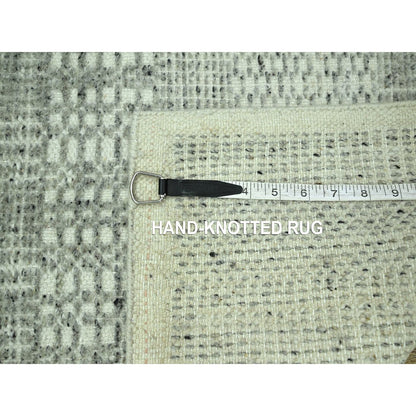 2'X3' Gray Wool Rug Hand Knotted Oxidized & Distressed Grass Design Mat