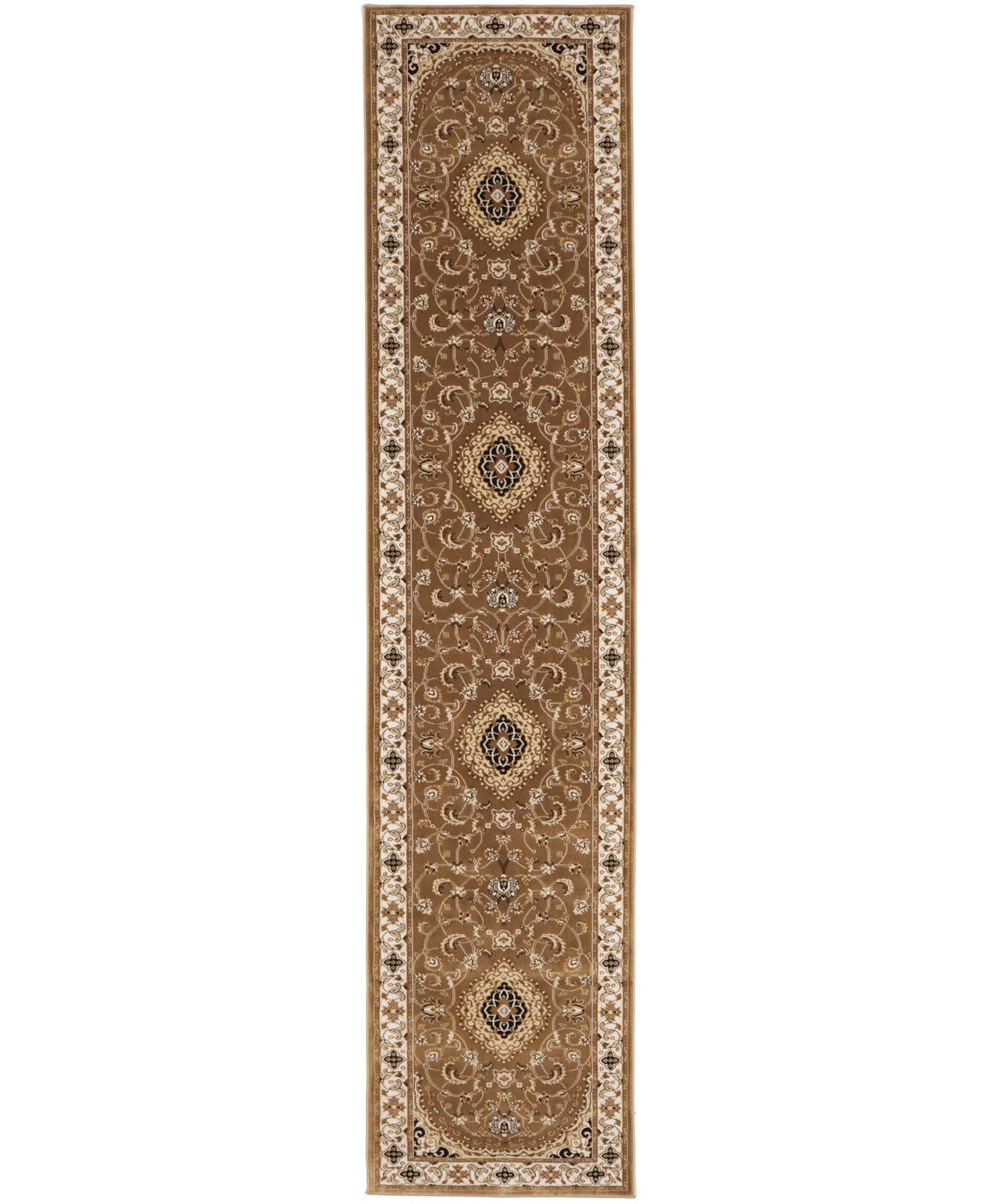 Classic Brown Floral Vintage Style 3x12 Machine Made Oriental Rug Runner