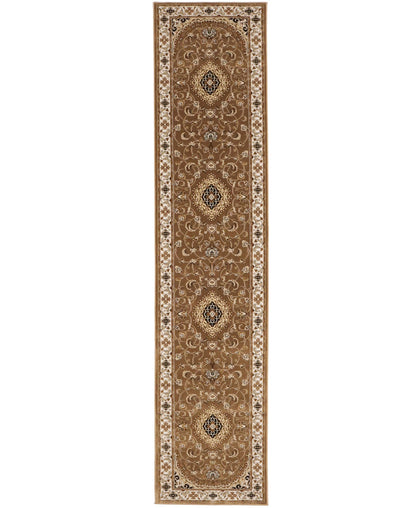 Classic Brown Floral Vintage Style 3x12 Machine Made Oriental Rug Runner